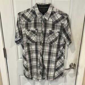 INC Men's Black and White Plaid Shirt